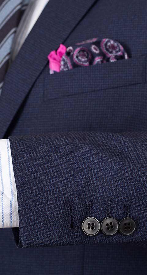 Navy Houndstooth Natural Stretch Suit