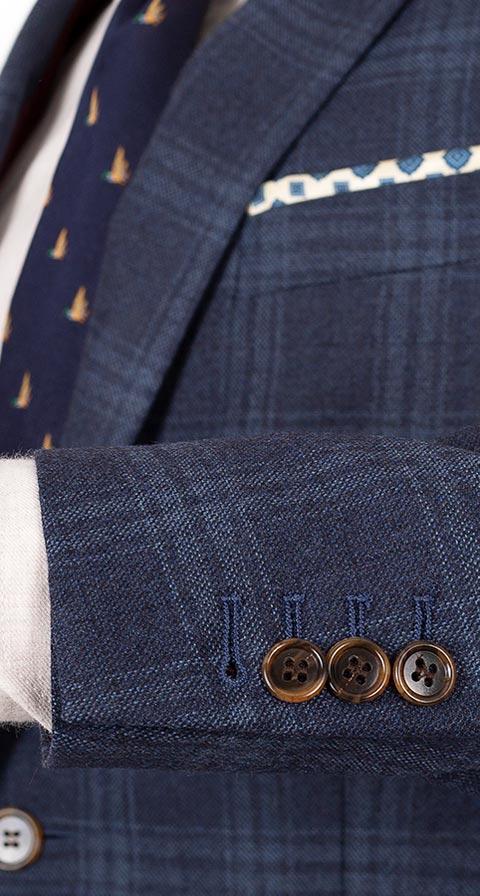 Steel Blue Check Wool & Cashmere Suit