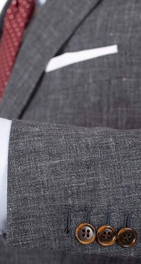 Dark Grey Melange Linen Suit