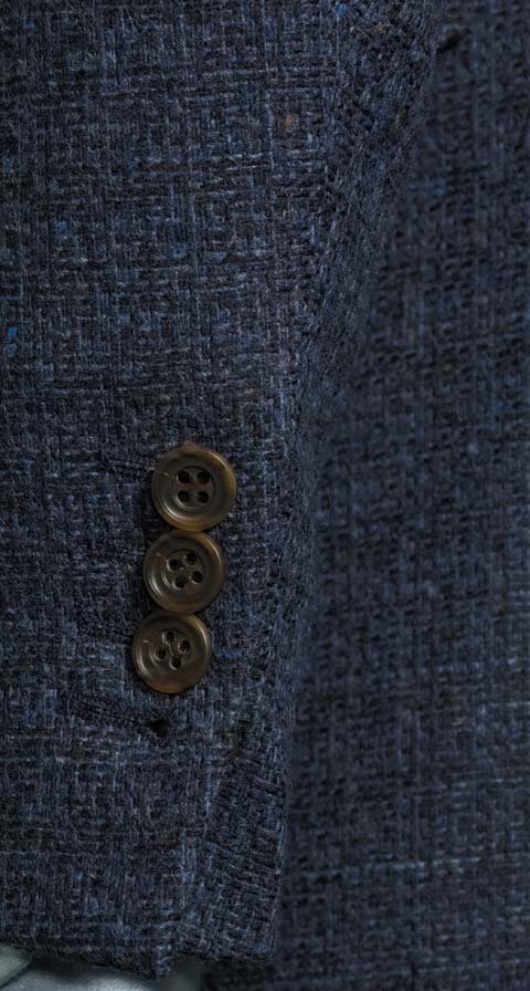 Navy Fine Check Tweed Blazer
