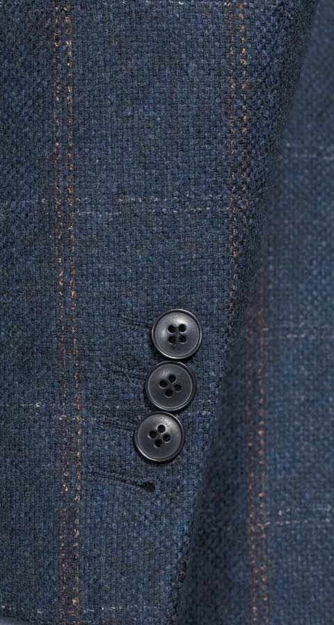 Petrol Blue Check Wool & Cashmere Blazer