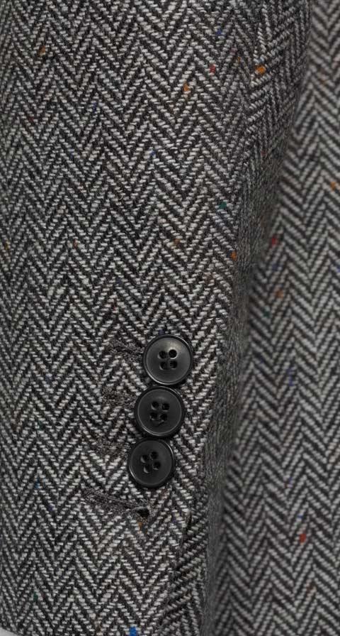 Grey Donegal Herringbone Tweed Blazer