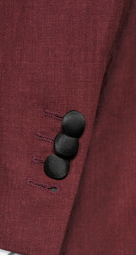 Intense Ruby Red Linen Tuxedo