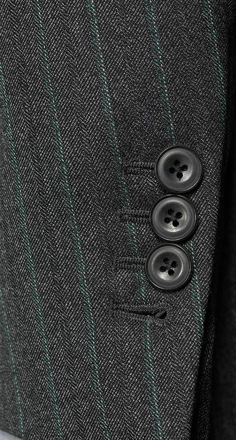 Green Stripe Charcoal Mouline Suit