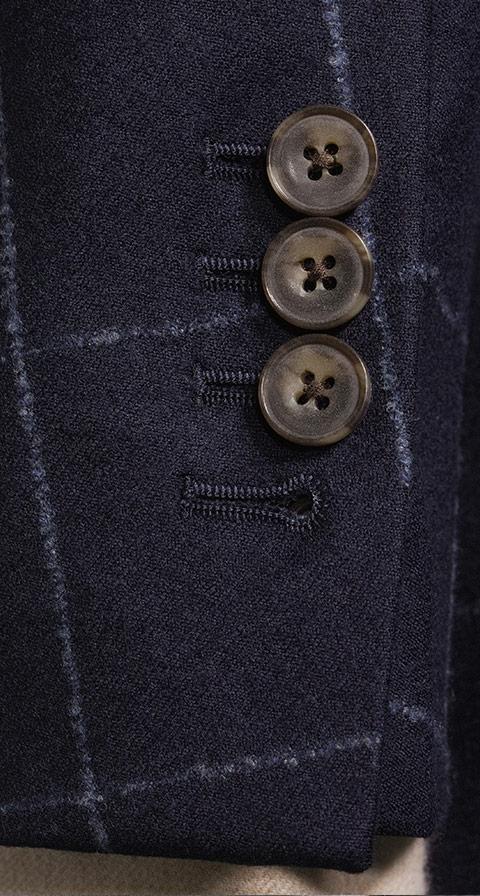 Dark Navy Windowpane Flannel Suit