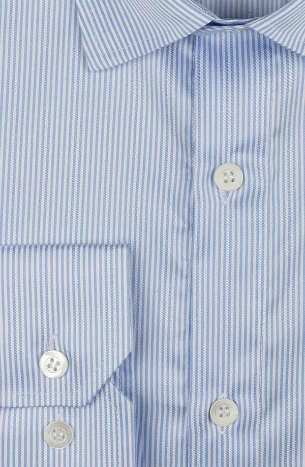 Blue & White Striped Cotton Twill Shirt