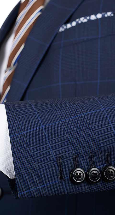 Premium Navy & Blue Plaid Suit