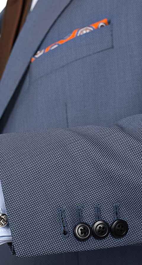 Premium Steel Blue Birdseye Suit