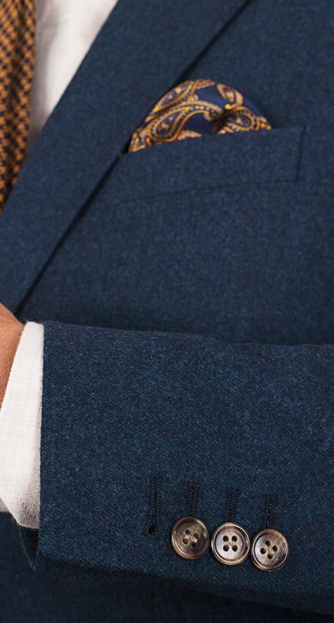 Teal Blue Wool Flannel Suit