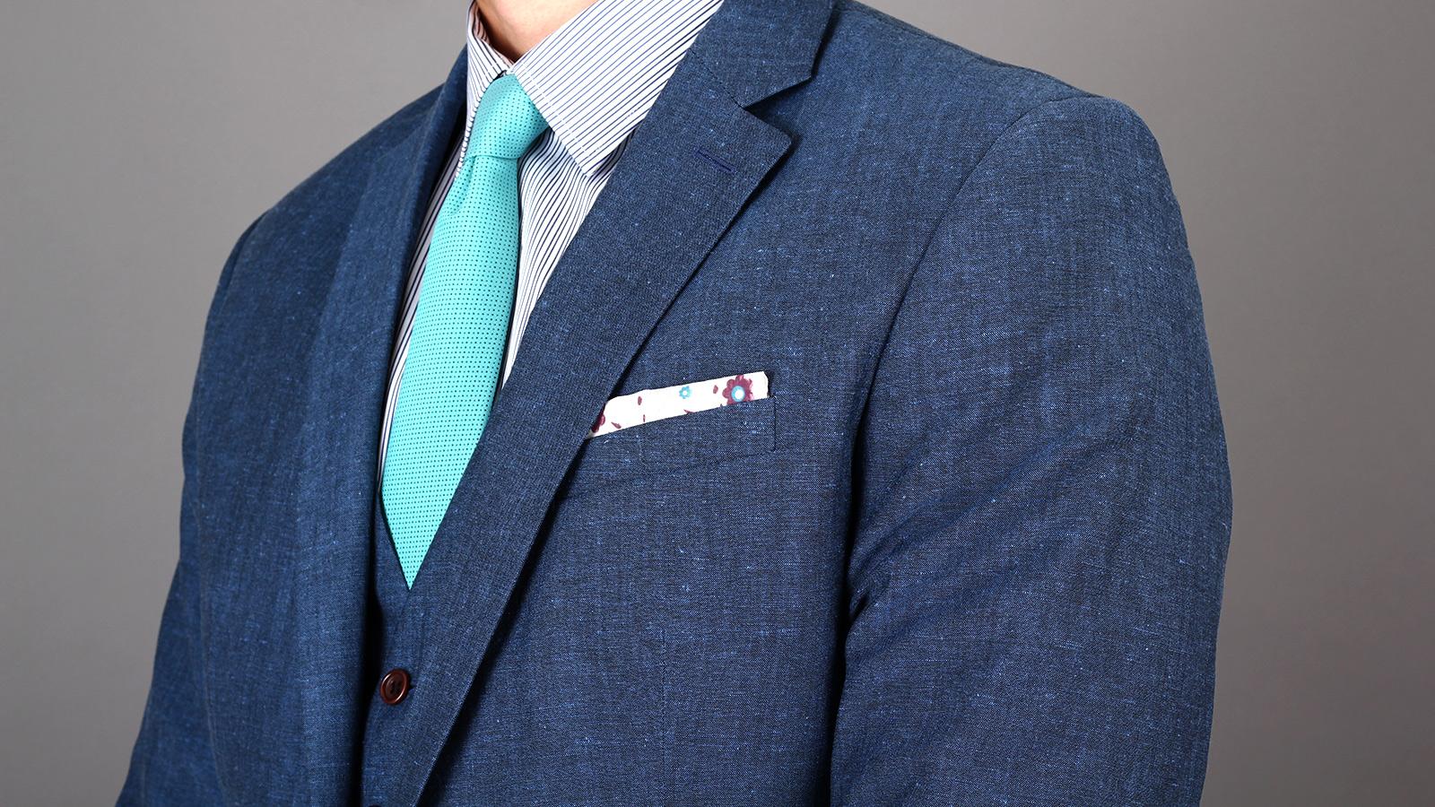 Sky Blue Wool & Linen 3 Piece Suit - slider image 3