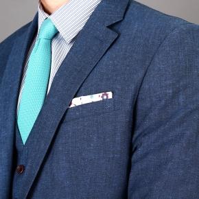 Sky Blue Wool & Linen 3 Piece Suit - thumbnail image 3