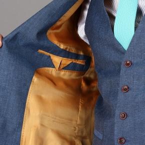 Sky Blue Wool & Linen 3 Piece Suit - 3