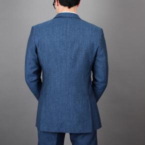 Sky Blue Wool & Linen 3 Piece Suit - 4