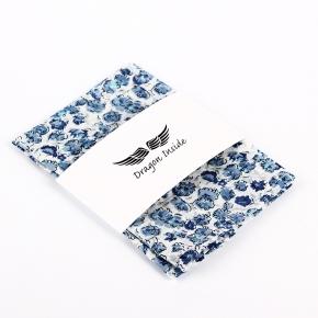 White and Blue Floral Pocket Square - 0