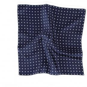 Italian 100% Silk Navy Dotted Pocket Square - 0
