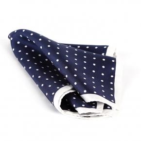 Italian 100% Silk Navy Dotted Pocket Square - 1