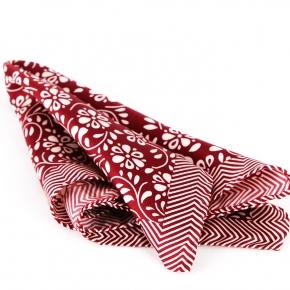 Red Floral Italian 100% Silk Pocket Square - 0