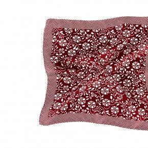Red Floral Italian 100% Silk Pocket Square - 1