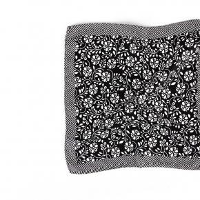 Black floral pocket square - 0
