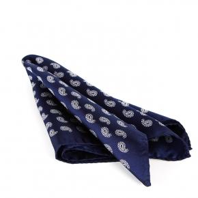 Italian 100% Silk Navy Paisley Pocket Square - 1