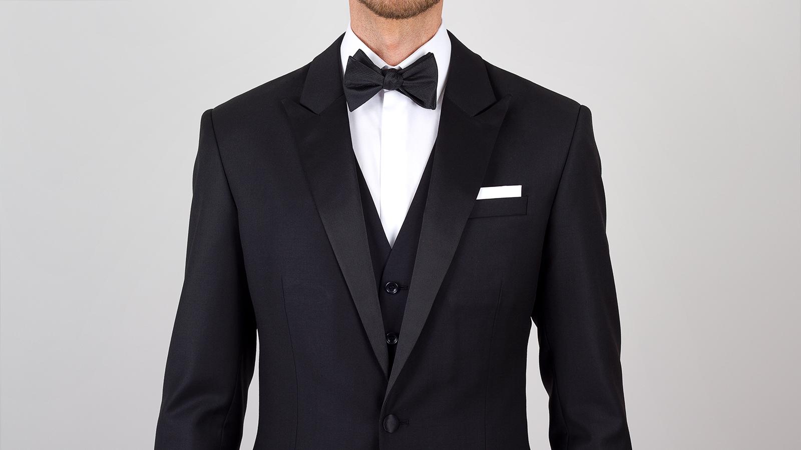 Essential Black 3 Piece Tuxedo in Italian Wool - slider image 1