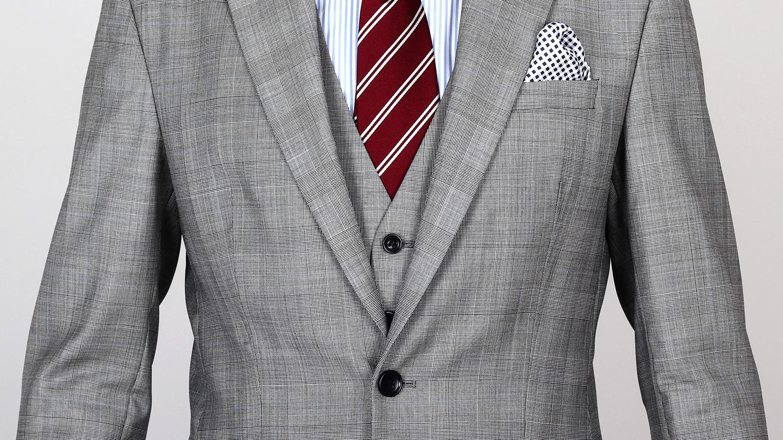 Light Grey Plaid Suit - slider image 1