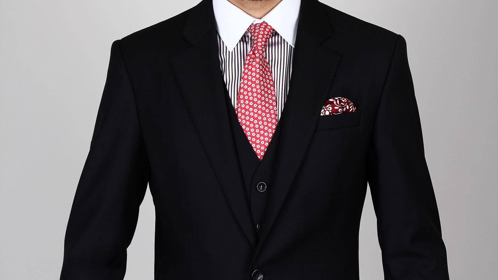 Essential Black 3 Piece Suit in Italian Wool Oliver Wicks
