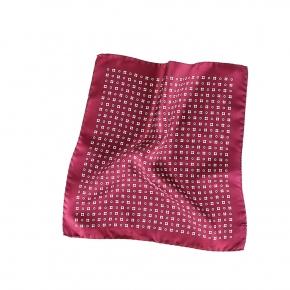 Red Italian 100% Silk Pocket Square with a Daisy Pattern - 1