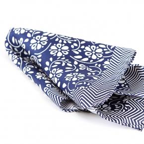 Italian 100% Silk Royal Blue Floral Pocket Square - 0