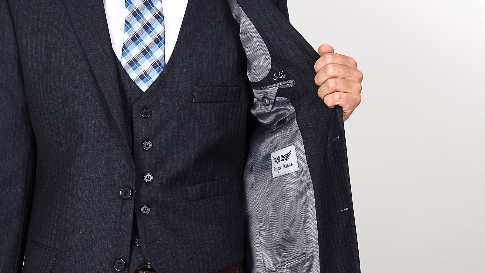 Double Pinstripe Charcoal 3 Piece Suit - slider image 2