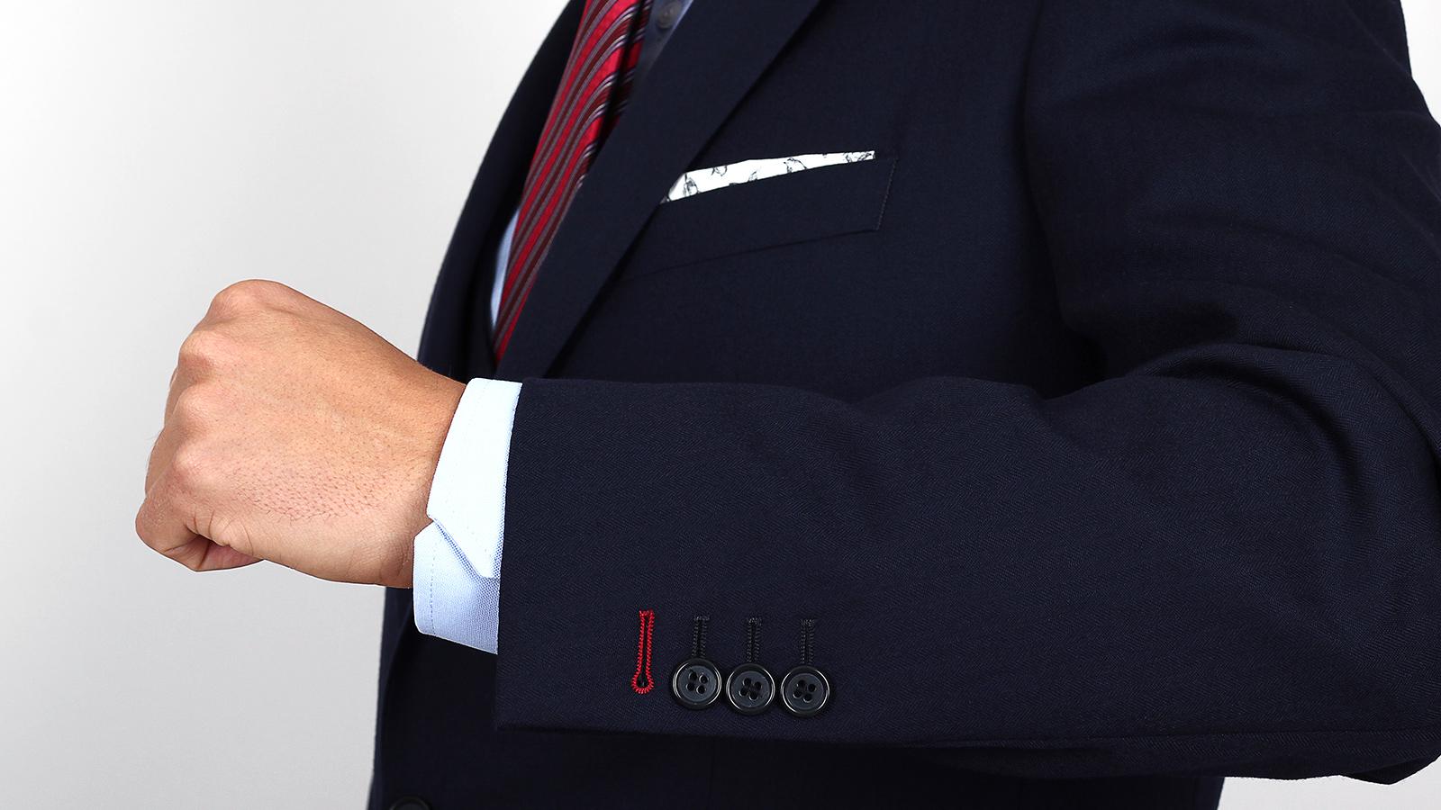 Navy Herringbone Suit in English Wool - slider image 1