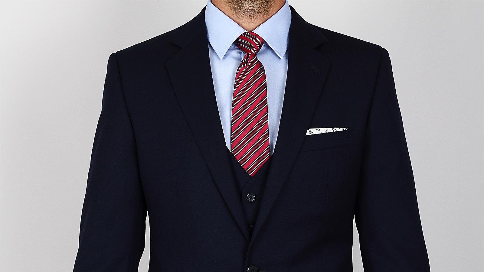 Navy Herringbone Suit in English Wool - slider image 2