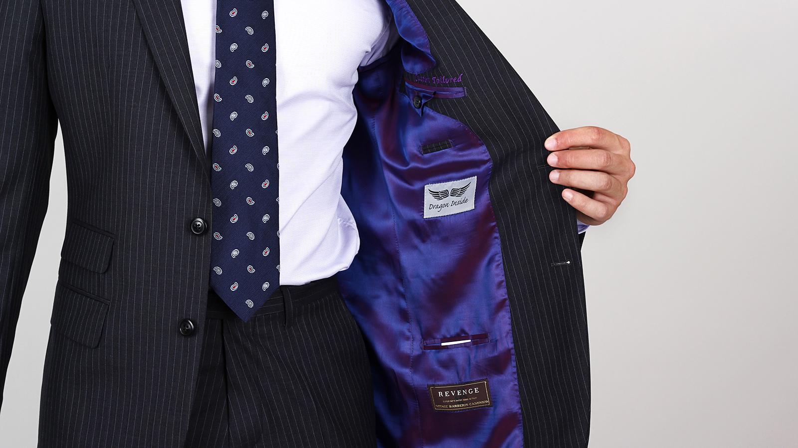 Vendetta Premium Purple Pinstripe Charcoal Suit - slider image 4