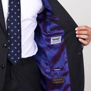 Vendetta Premium Purple Pinstripe Charcoal Suit - 3