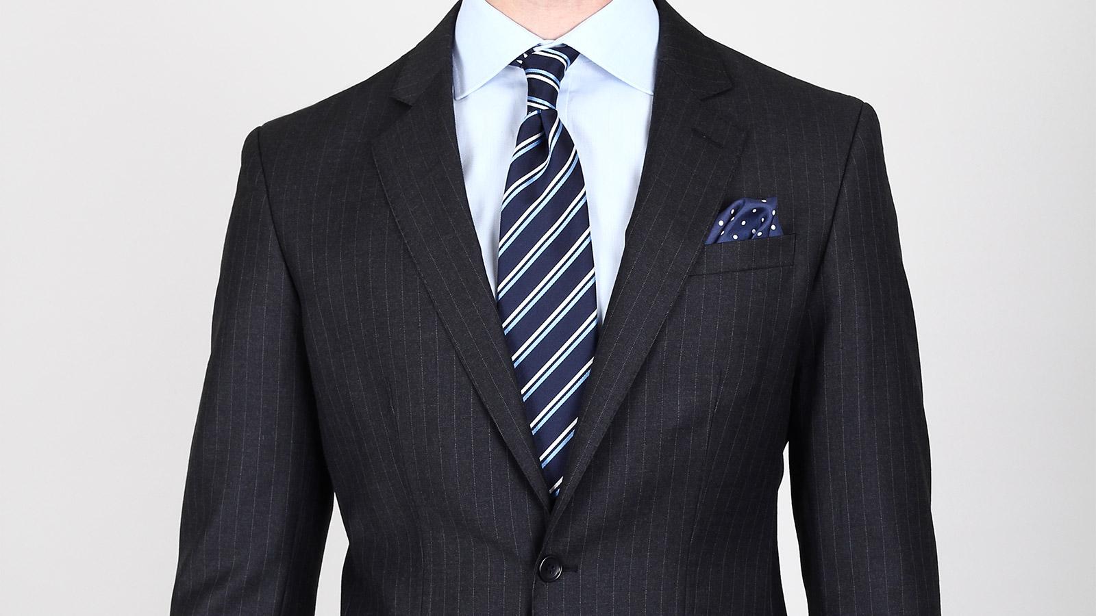 Essential Charcoal Pinstripe Suit in Italian Wool Oliver Wicks