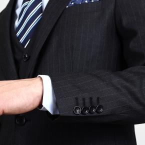 Essential Charcoal Pinstripe 3 Piece Suit - 0