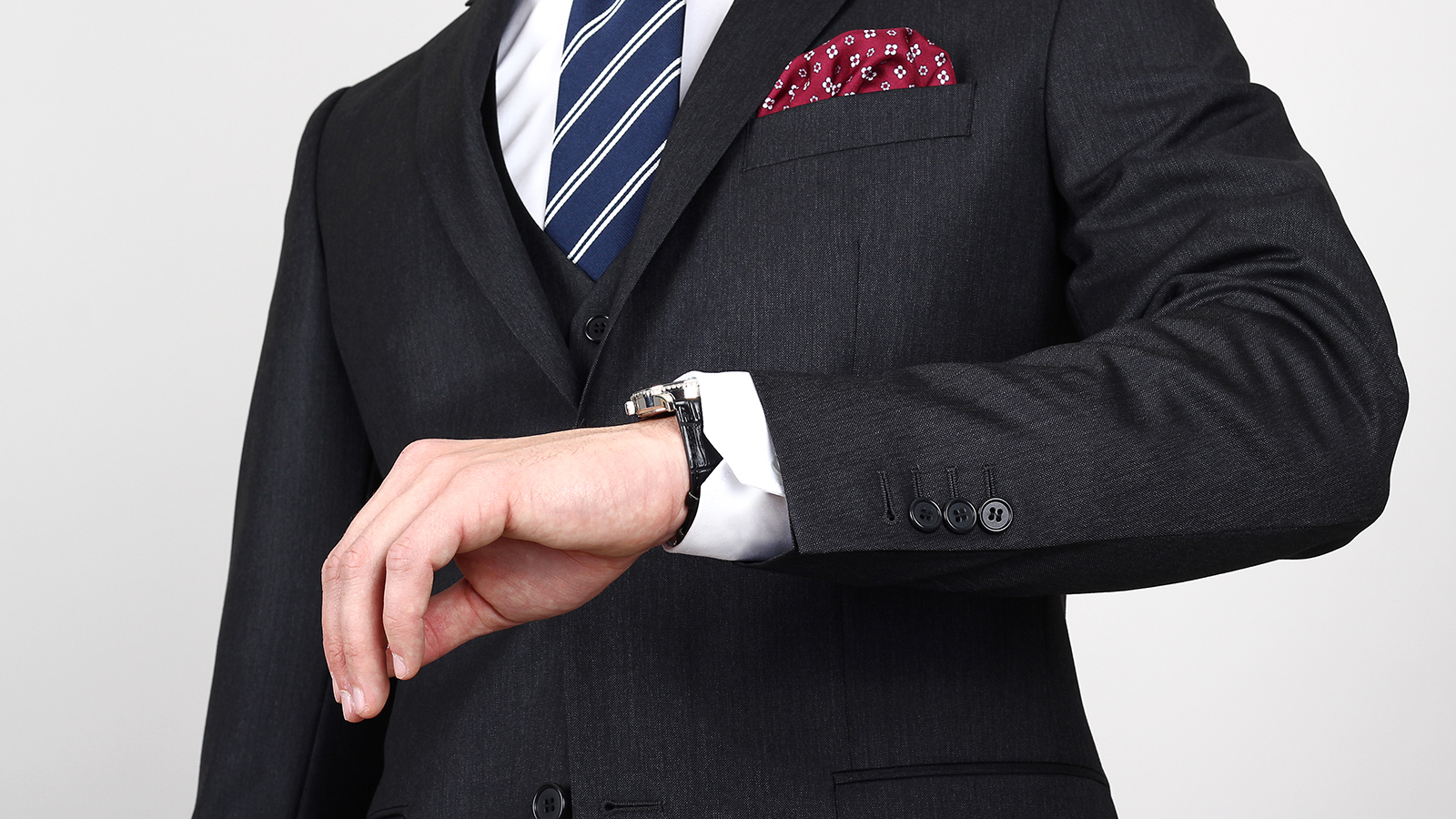 Premium Charcoal Sharkskin Suit - slider image 1