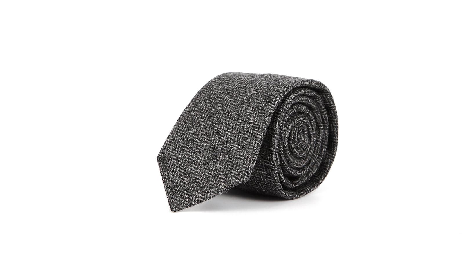 Dotted Herringbone Gray Silk Tie