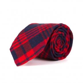 Red & Navy Checked Tie - 0