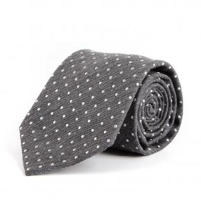 Grey Dotted Italian Cotton & Silk Tie - 0