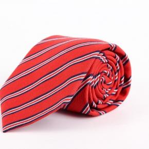 Red Striped Italian Cotton & Silk Tie - 0