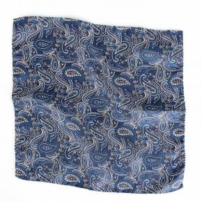 Navy & Midnight Blue Paisley Italian 100% Silk Pocket Square - 0