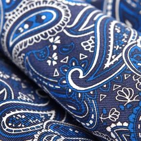 Navy & Midnight Blue Paisley Italian 100% Silk Pocket Square - 1