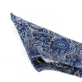 Navy & Midnight Blue Paisley Italian 100% Silk Pocket Square - 2