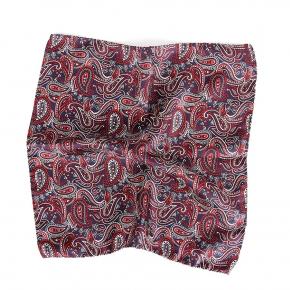 Navy, Red & Blue Paisley Italian 100% Silk Pocket Square - 0