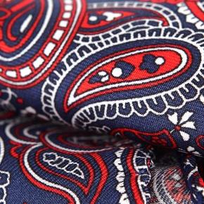 Navy, Red & Blue Paisley Italian 100% Silk Pocket Square - 2