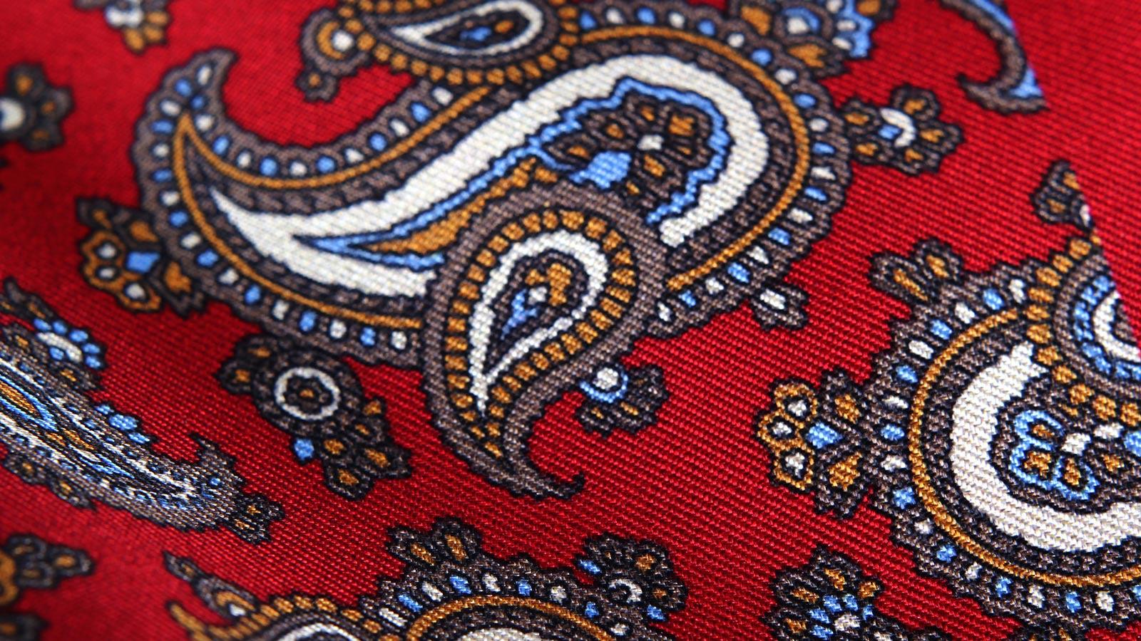 Red Paisley Italian 100 Silk Pocket Square Oliver Wicks