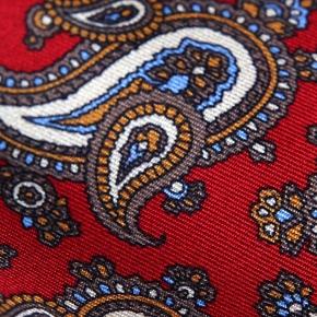 Red Paisley Italian 100% Silk Pocket Square - 2