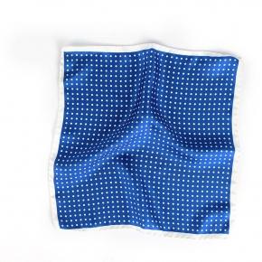 Royal Blue Dotted Italian 100% Silk Pocket Square - 0