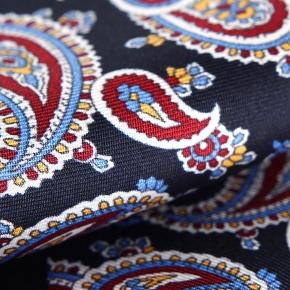 Navy, Red & Yellow Paisley Italian 100% Silk Pocket Square - 2